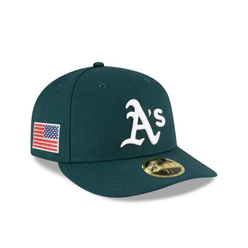 MLB Oakland Athletics Crystals From Swarovski Flag Low Profile 59Fifty Fitted (ECZ9818) - Green New Era Caps